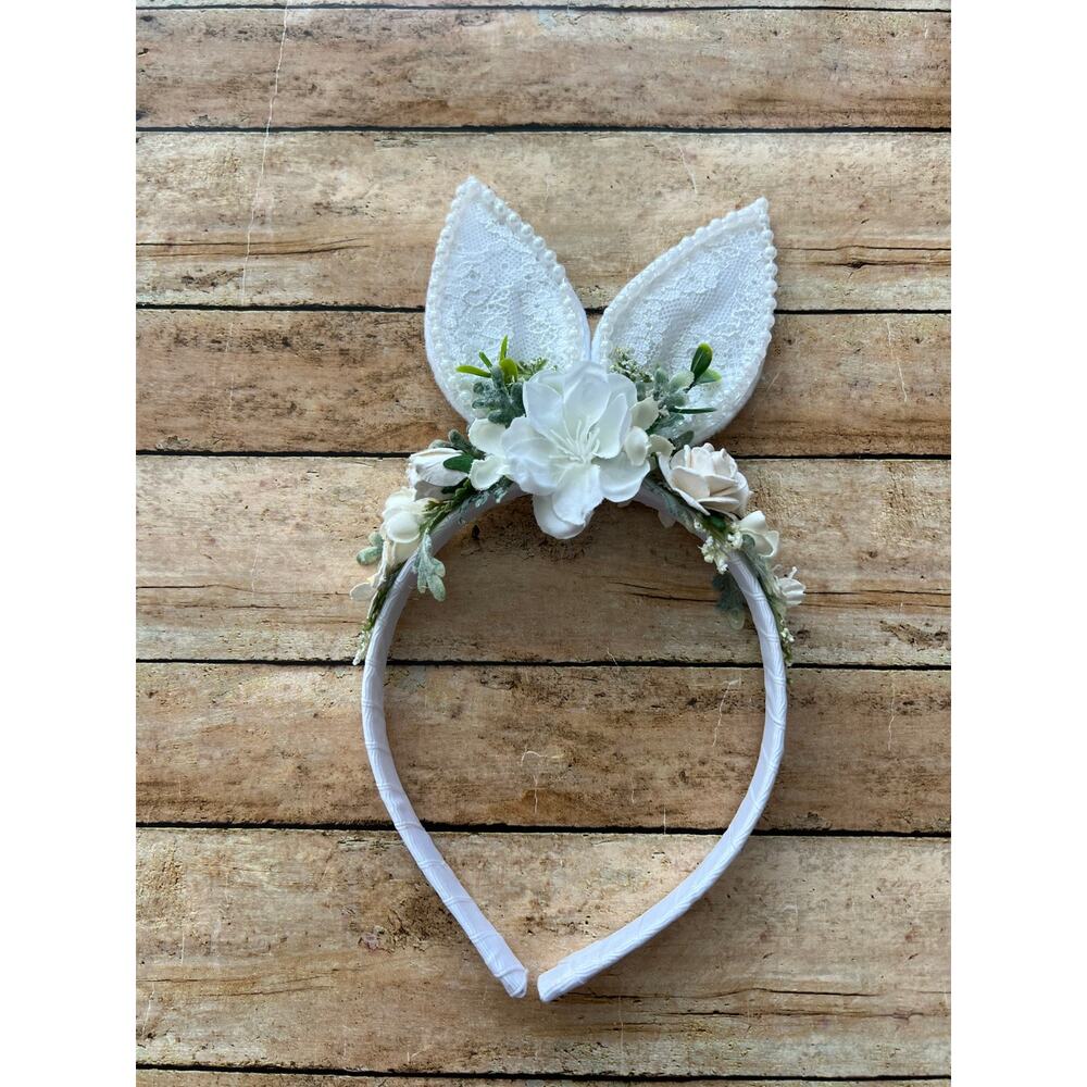 Eleina May & Co. White Easter Bunny Floral Headband
